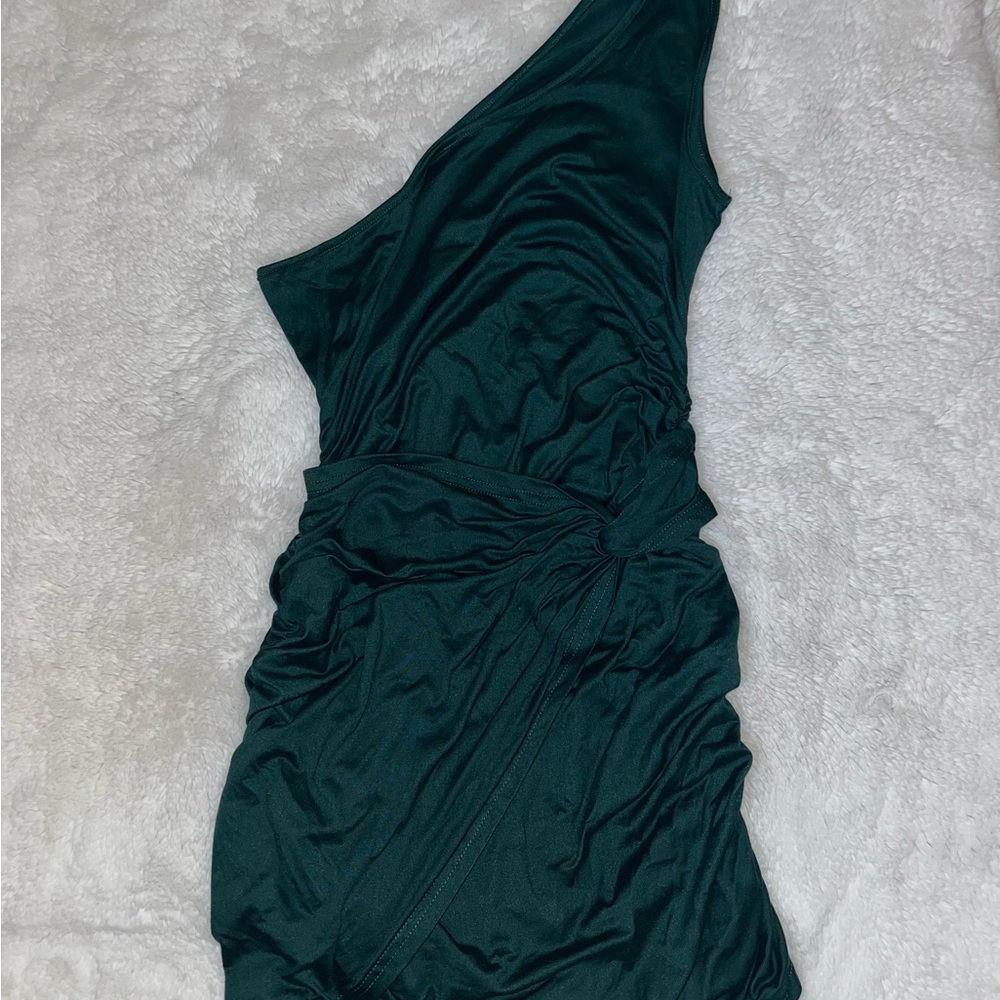 SHEIN Blue Pleated One Shoulder Cocktail Dress